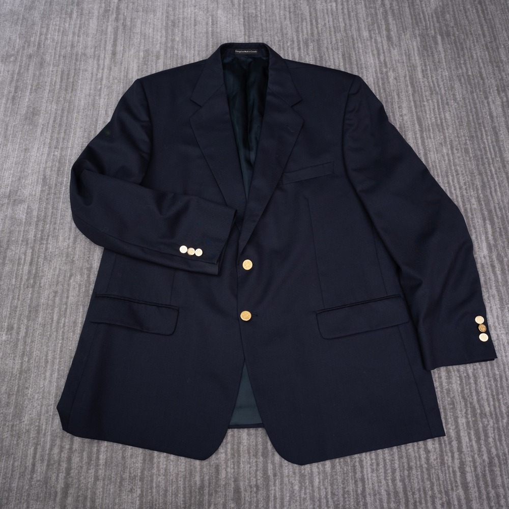 Botany 500 Blazer Men 46 Regular Navy Blue Excellent Wool Gold Button Canada